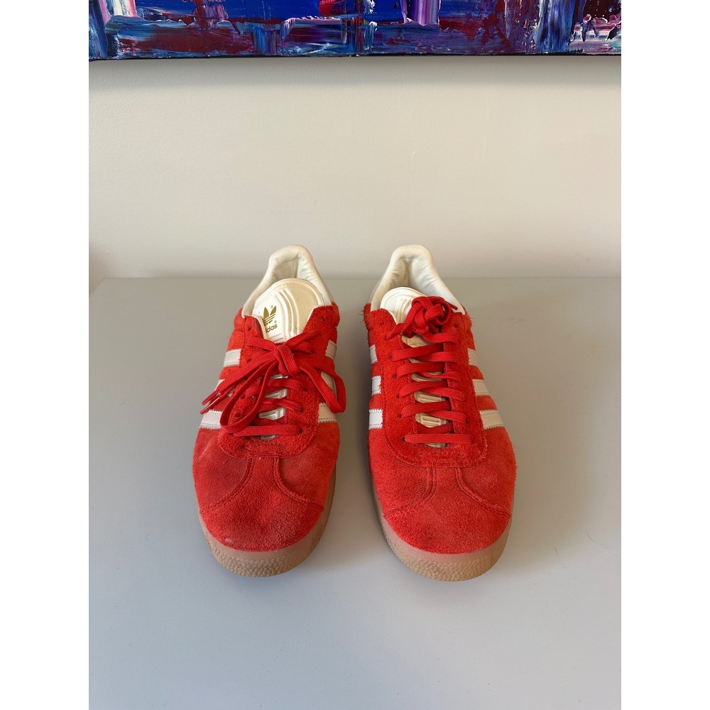 Adidas Originals Gazelle Red and White Gum Suede Sneakers | Size 9.5